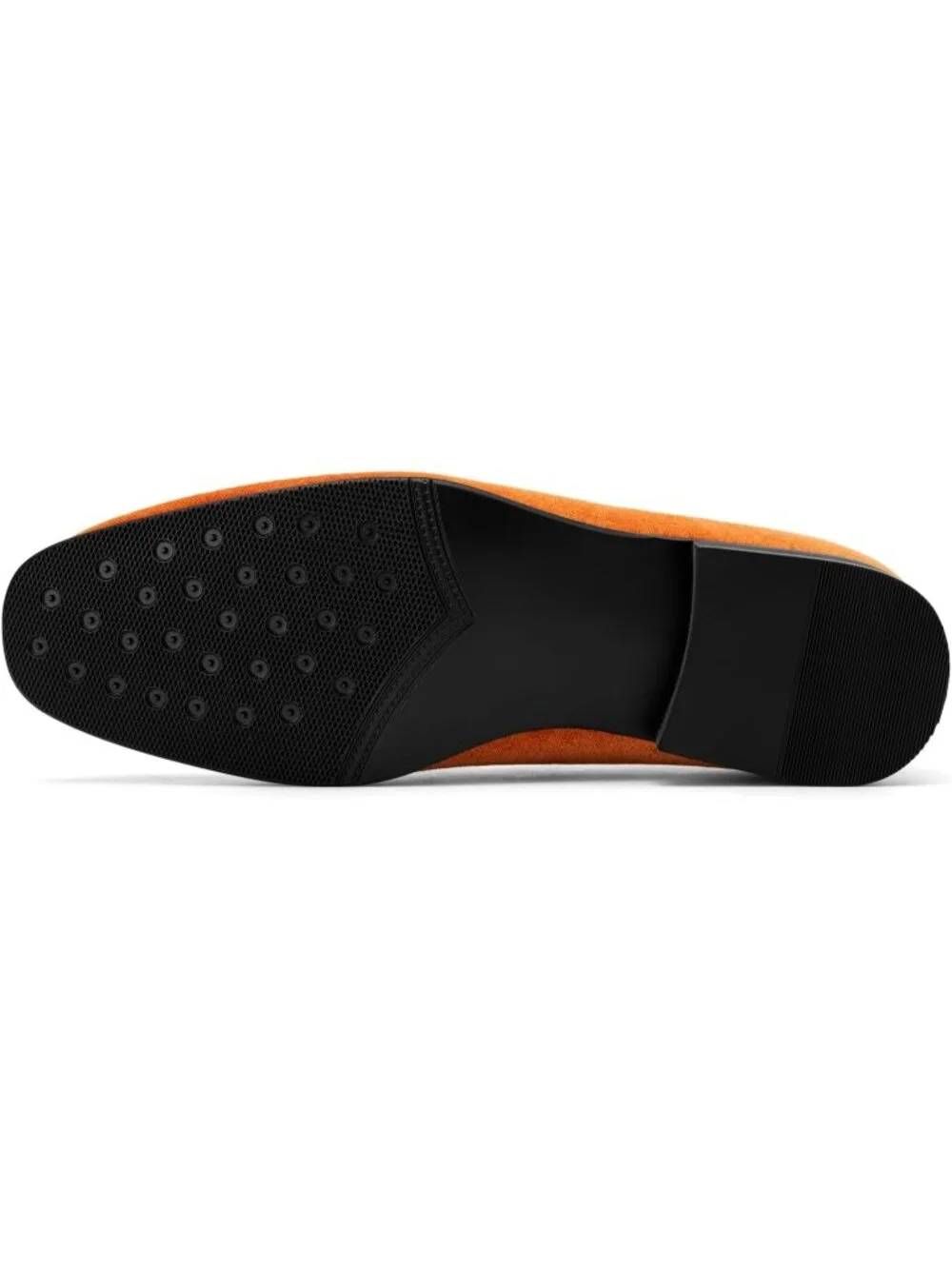 Men's Orange Velvet Luxury Loafers Slip On Party Fashion Pull On Dress Shoes